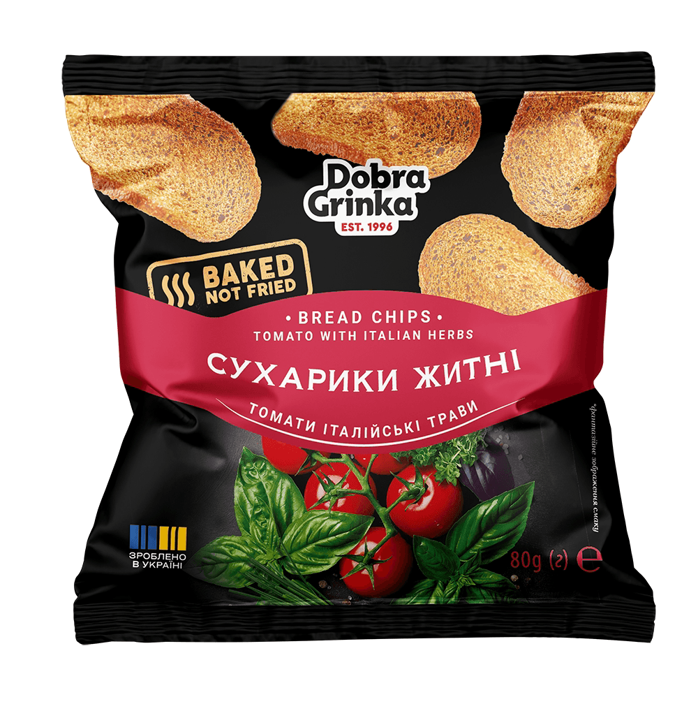 Сухарики житні зі смаком томат з італійськими травами, 80г 1